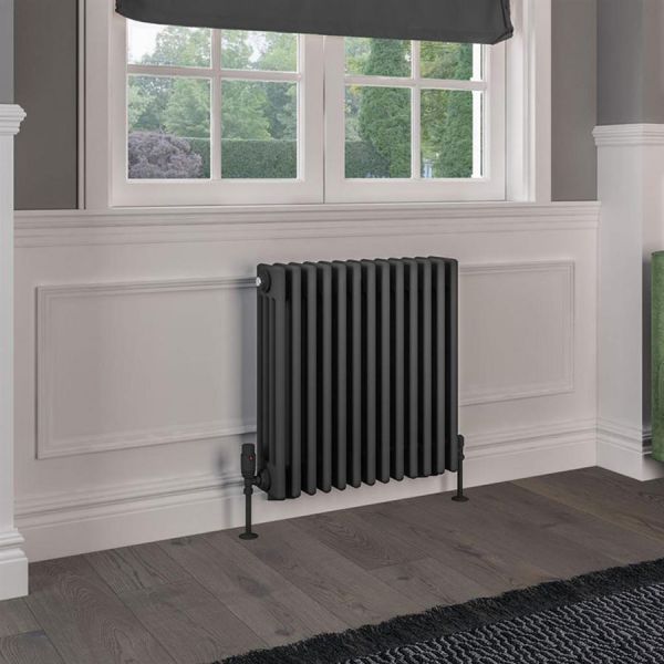 Eastbrook Rivassa 600 x 605 Matt Anthracite 4 Column Horizontal Radiator #2