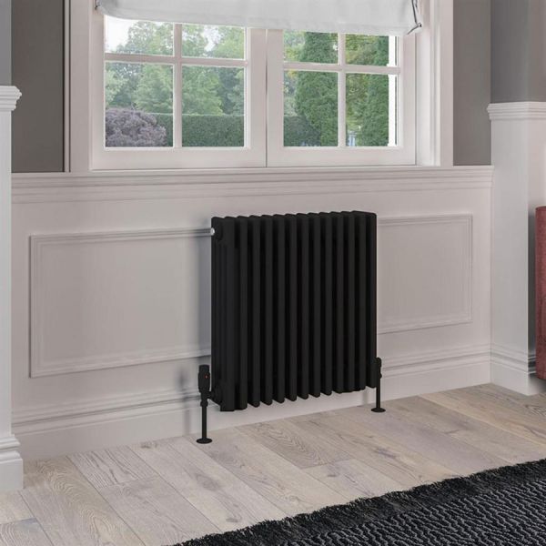Eastbrook Rivassa 600 x 605 Matt Black 4 Column Radiator #2