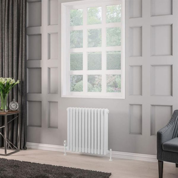 Eastbrook Rivassa 600 x 608 Gloss White 3 Column Horizontal Radiator #2