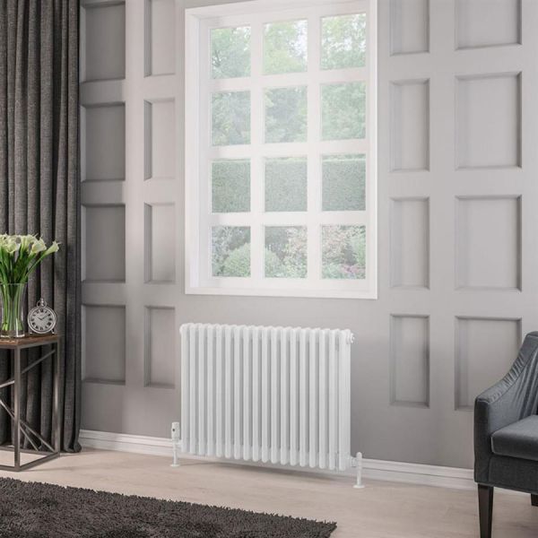 Eastbrook Rivassa 600 x 833 Gloss White 3 Column Horizontal Radiator #2