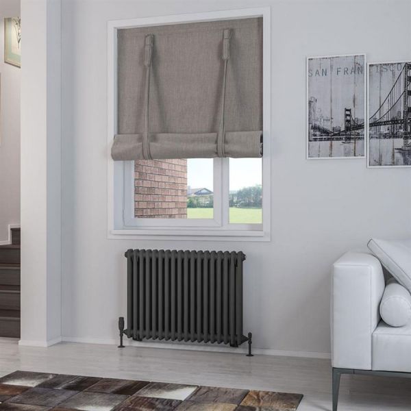 Eastbrook Rivassa 600 x 833 Matt Black 2 Column Radiator #2