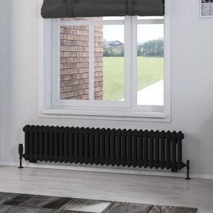 Eastbrook Rivassa 300 x 1373 Matt Black 2 Column Radiator