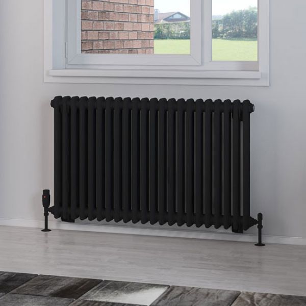 Eastbrook Rivassa 600 x 1010 Matt Black 2 Column Radiator