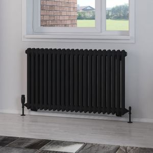 Eastbrook Rivassa 600 x 1148 Matt Black 2 Column Radiator