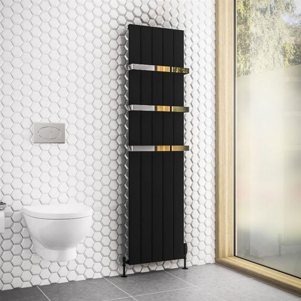Eastbrook Rosano 1800 x 470 Matt Black Aluminium Designer Radiator #2