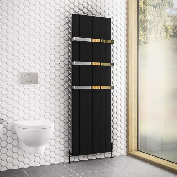 Eastbrook Rosano 1800 x 565 Matt Black Aluminium Designer Radiator #2