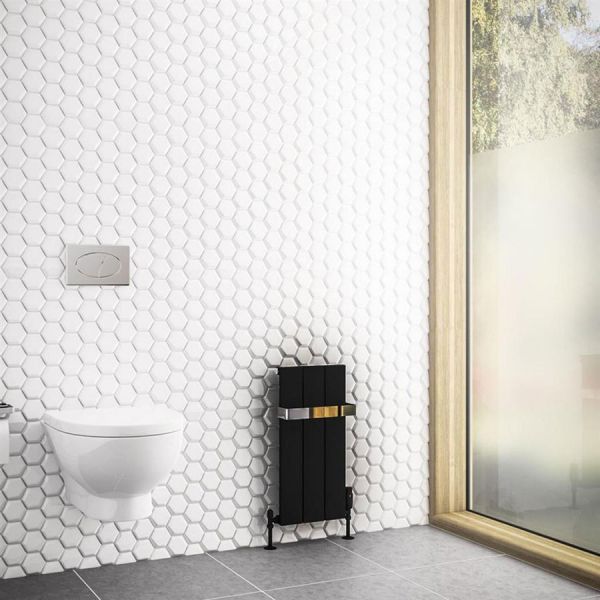 Eastbrook Rosano 600 x 280 Matt Black Aluminium Designer Radiator #2