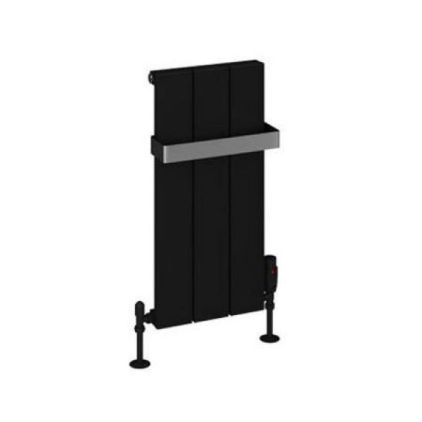 Eastbrook Rosano 600 x 280 Matt Black Aluminium Designer Radiator