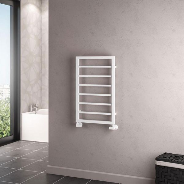 Eastbrook Ryton 800 x 500 Matt White Designer Towel Rail #2