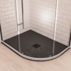 Eastbrook Crossland 1200 x 900 Right Hand Offset Quadrant Black Slate Effect Shower Tray