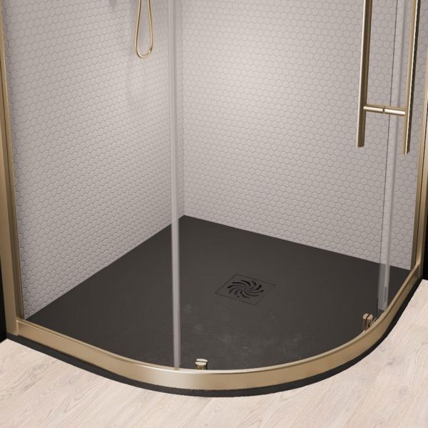 Eastbrook Crossland 800 x 800 Quadrant Black Slate Effect Shower Tray #2