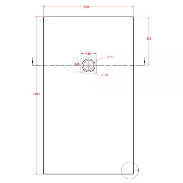 Eastbrook Crossland 1400 x 800 Rectangular Grey Slate Effect Shower Tray #3