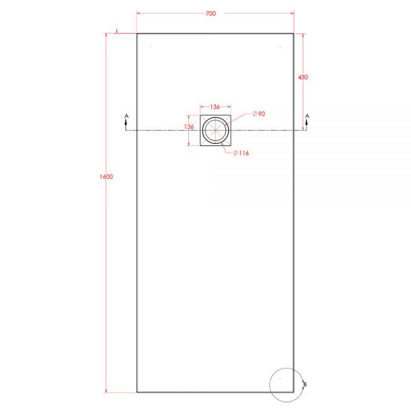 Eastbrook Crossland 1600 x 700 Rectangular Grey Slate Effect Shower Tray #3