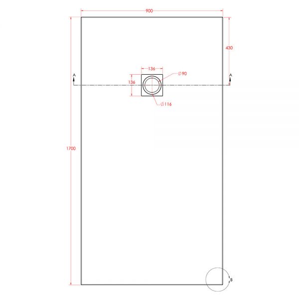 Eastbrook Crossland 1700 x 900 Rectangular Black Slate Effect Shower Tray #3