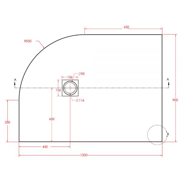 Eastbrook Crossland 1200 x 900 Right Hand Offset Quadrant Black Slate Effect Shower Tray #3