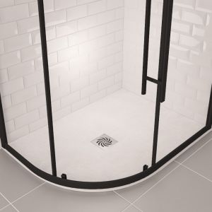 Eastbrook Crossland 1200 x 900 Left Hand Offset Quadrant White Slate Effect Shower Tray
