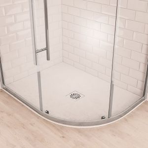Eastbrook Crossland 1200 x 900 Right Hand Offset Quadrant White Slate Effect Shower Tray