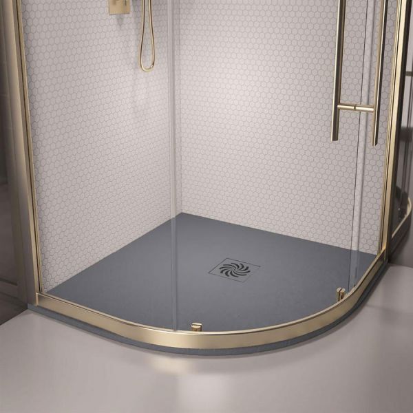 Eastbrook Crossland 900 x 900 Quadrant Grey Slate Effect Shower Tray