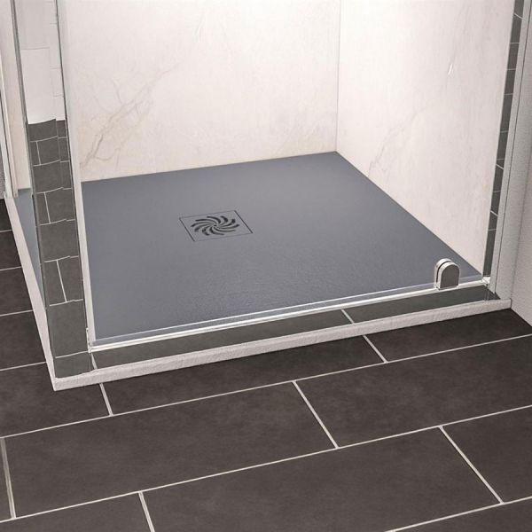 Eastbrook Crossland 800 x 800 Square Grey Slate Effect Shower Tray #2