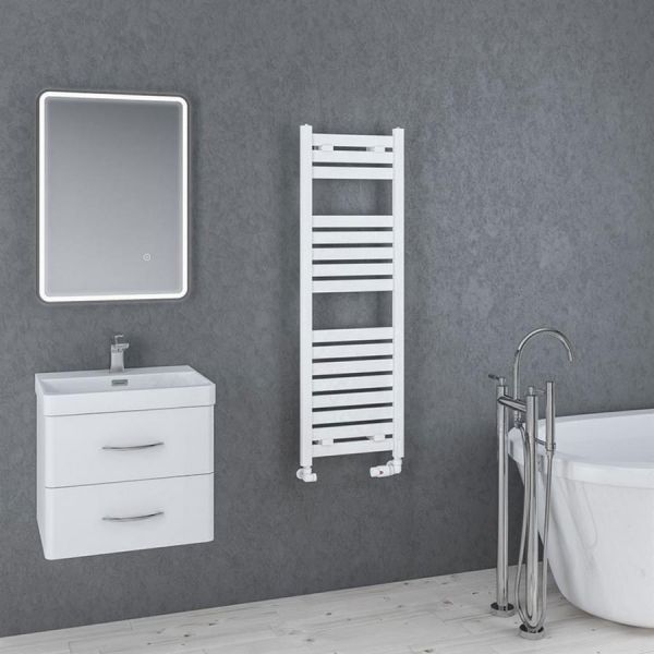Eastbrook Staverton 1200 x 400 WHITE Designer Towel Rail #2