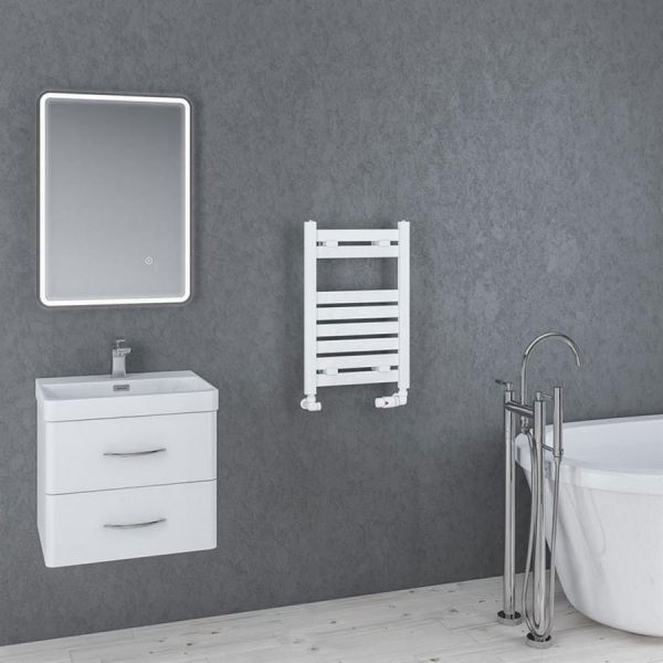 Eastbrook Staverton 600 x 400 WHITE Designer Towel Rail #2