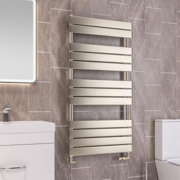 Eastbrook Staverton 1200 x 600 Tube on Tube Brushed Brass Towel Rail #2
