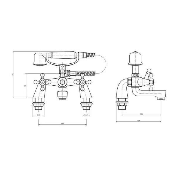 Eastbrook Stenhouse Luxury Chrome Bath Shower Mixer Tap #2