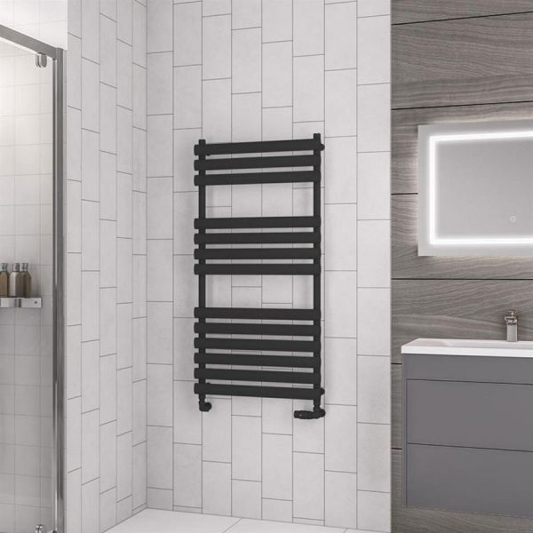 Eastbrook Tunstall 1200 x 600 Matt Black Designer Towel Rail #2
