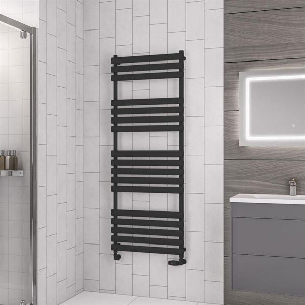 Eastbrook Tunstall 1600 x 600 Matt Black Designer Towel Rail #2