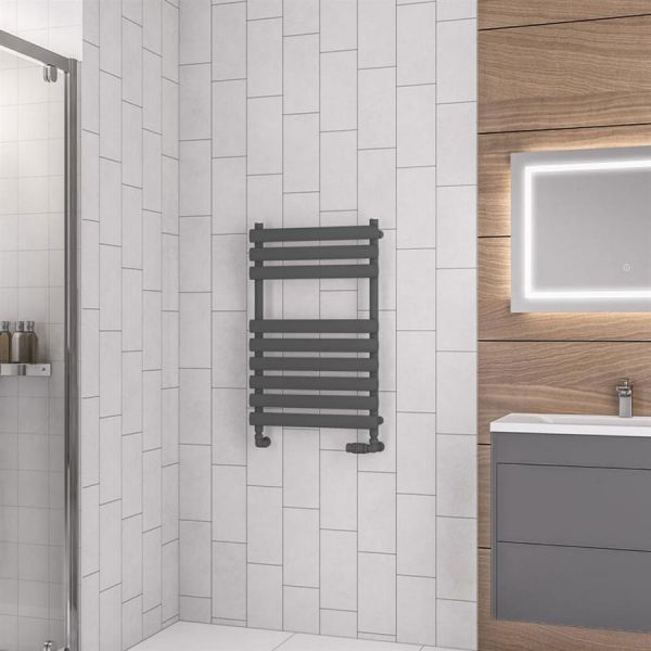 Eastbrook Tunstall 800 x 500 Matt Anthracite Designer Towel Rail #2