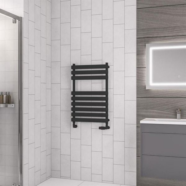 Eastbrook Tunstall 800 x 500 Matt Black Designer Towel Rail #2