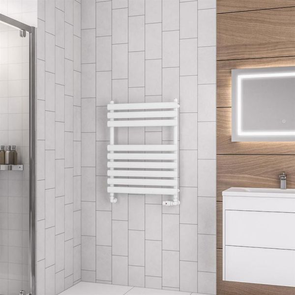 Eastbrook Tunstall 800 x 600 Matt White Designer Towel Rail #2