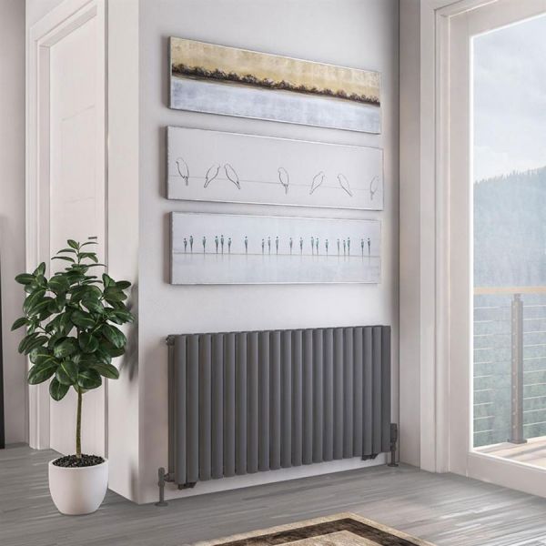 Eastbrook Tunstall Double 600 x 1179 Matt Anthracite Designer Radiator #2
