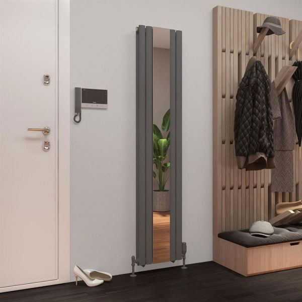 Eastbrook Tunstall Double Mirror 1800 x 380 Matt Anthracite Designer Radiator #2