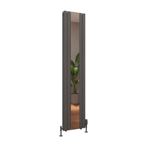 Eastbrook Tunstall Double Mirror 1800 x 380 Matt Anthracite Designer Radiator