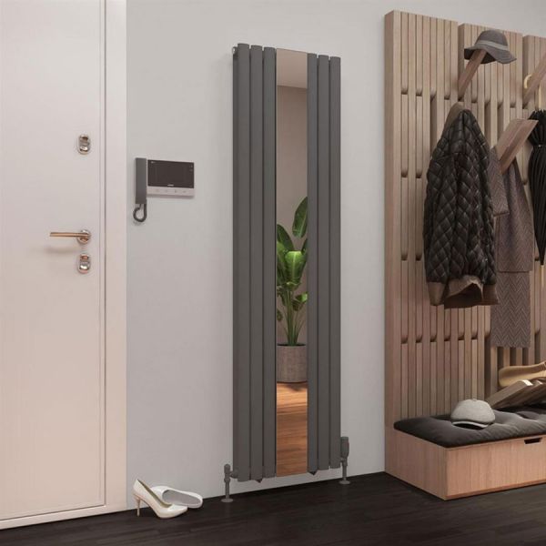 Eastbrook Tunstall Double Mirror 1800 x 500 Matt Anthracite Designer Radiator #2