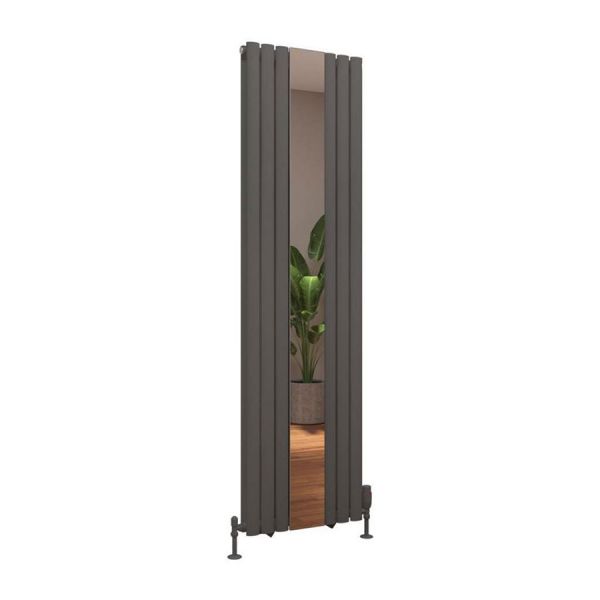 Eastbrook Tunstall Double Mirror 1800 x 500 Matt Anthracite Designer Radiator