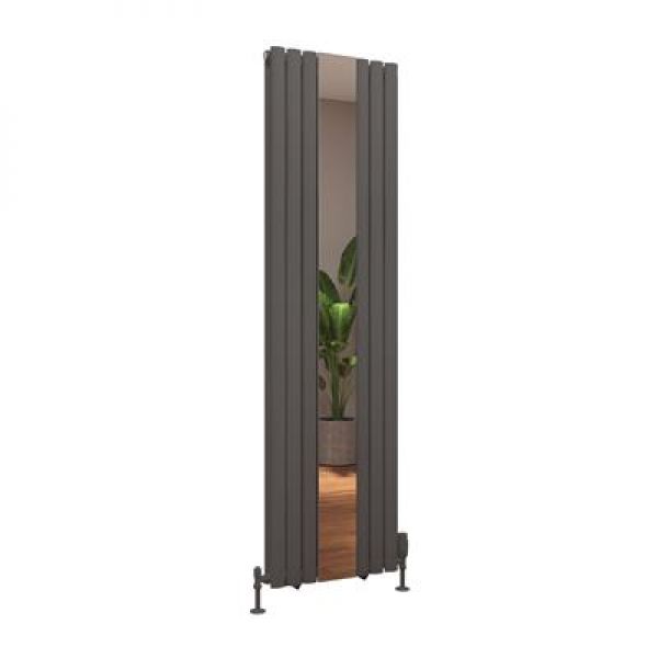 Eastbrook Tunstall Mirrored Double 1800 x 500 Vertical Matt Anthracite Designer Radiator #2