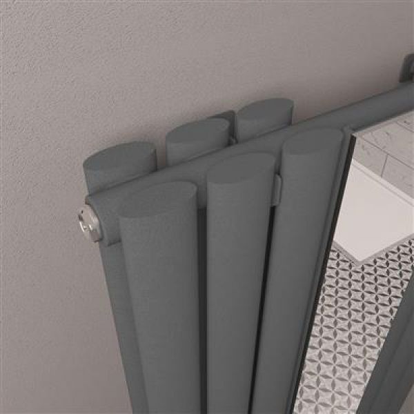Eastbrook Tunstall Mirrored Double 1800 x 500 Vertical Matt Anthracite Designer Radiator #3