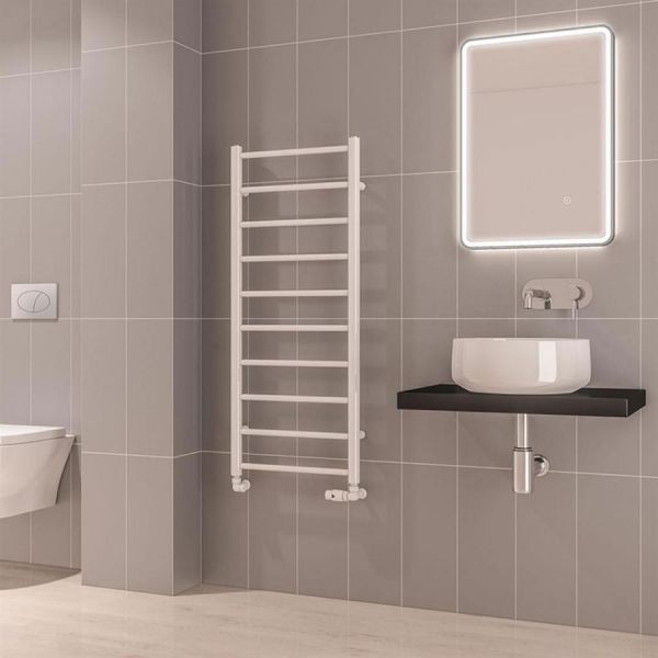 Eastbrook Tuscan Round 1200 x 500 Gloss White Towel Rail #2