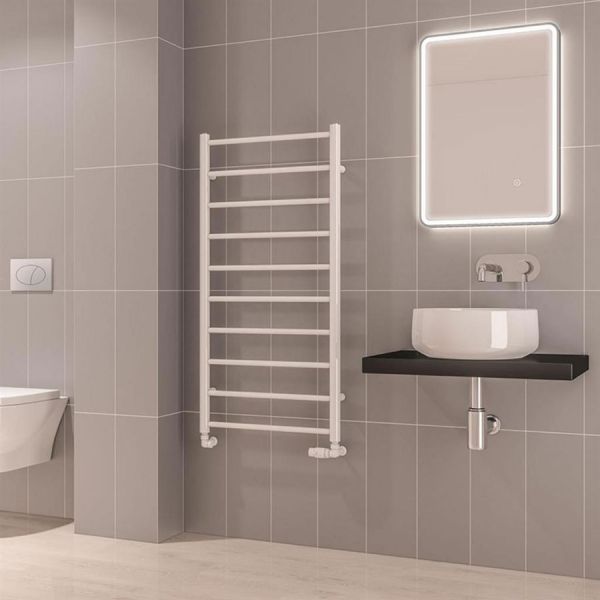 Eastbrook Tuscan Round 1200 x 600 Gloss White Towel Rail #2