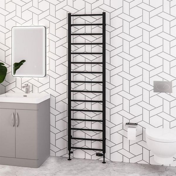 Eastbrook Tuscan Round 1800 x 500 Matt Black Towel Rail #2