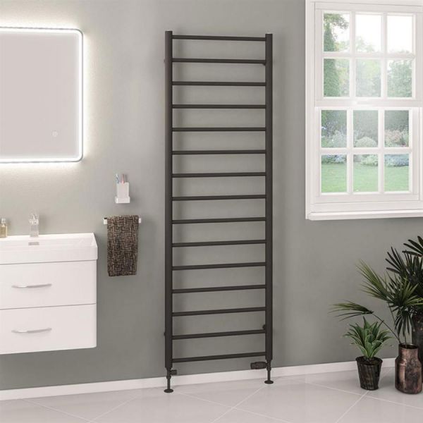Eastbrook Tuscan Round 1800 x 600 Matt Anthracite Towel Rail #2
