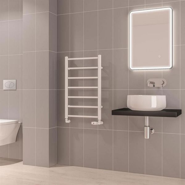 Eastbrook Tuscan Round 800 x 500 Gloss White Towel Rail #2