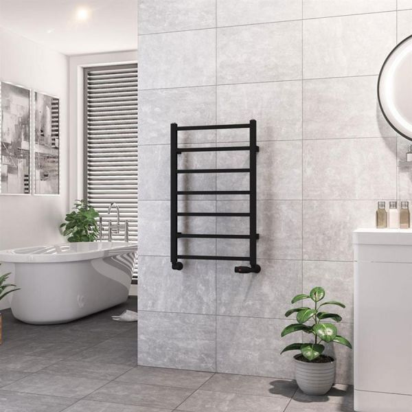 Eastbrook Tuscan Square 800 x 500 Matt Black Towel Rail #2