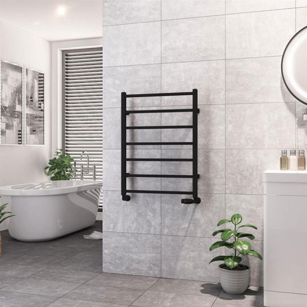 Eastbrook Tuscan Square 800 x 600 Matt Black Towel Rail #2