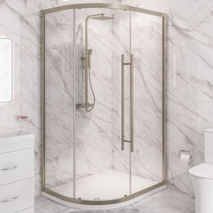 Eastbrook Vantage 2000 Brushed Brass Offset Quadrant Shower Enclosure 900 x 800mm