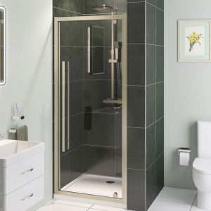 Eastbrook Vantage 2000 Brushed Brass Pivot Shower Door 760mm