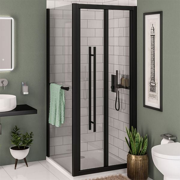 Eastbrook Vantage 2000 Matt Black Bifold Shower Door 900mm