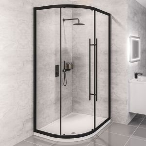 Eastbrook Vantage 2000 Matt Black Offset Quadrant Shower Enclosure 1400 x 760mm